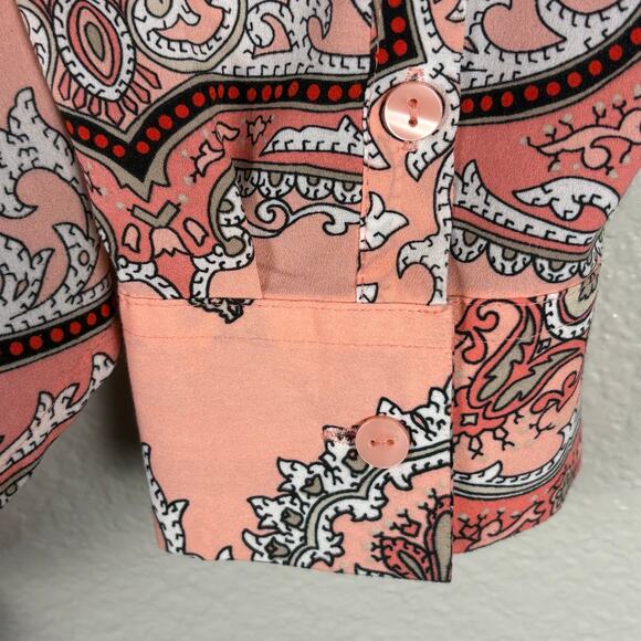 Apt 9 Women's Size Medium Pink Paisley Long Sleeve Boho Button Down w Collar - Picture 4 of 7